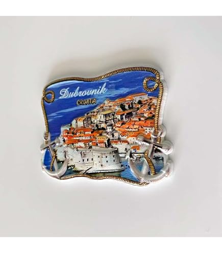 Imán Nevera Dubrovnik Croacia - Acuarela 6x6 Cm, Hecho A Mano En Reino Unido, Regalo Recuerdo De Viaje