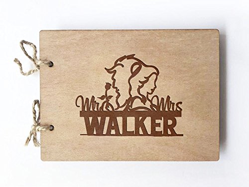 Wedding Guest book (wood) - notebook - Beauty with Her Beast With Last Name
