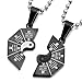 UMtrade Stainless Steel Puzzle Couples Necklace for Him and Her Tai Chi Yin Yang Split Pendant