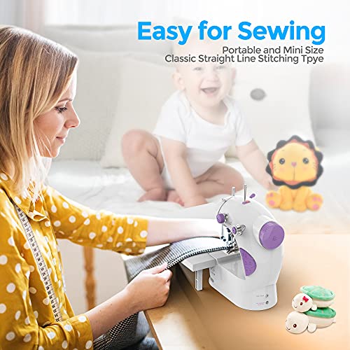 Mini Sewing Machine for Beginners, Electric Sewing Machines with 42PCS Sewing Tools and Extension Table, Gift for Kids