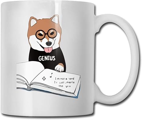 Amazon Co Jp 柴犬まる 本 メガネ 勉強 オリジナル マグカップ キャラクター コーヒーカップ セラミック ギフト 330ml ホーム キッチン
