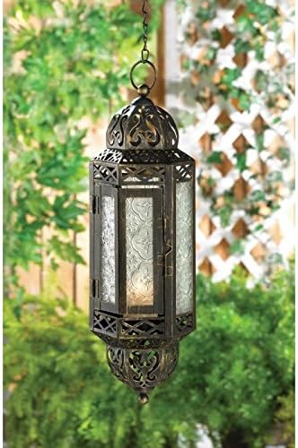 Candles Victorian Hanging Candle Lantern Candleholder Light Hang New Gift Room Den Office Iron Glass