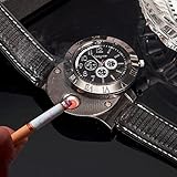 USB Lighter Watch,Vishm Multifunctional Rechargeable Cigarette Lighter Watch Windproof Stylish Sporty Quartz Wristwatch Flameless - Best Novelty Gifts for Him(Black)