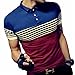 LOGEEYAR Mens Summer Slim Fit Contrast Color Stitching Stripe Short Sleeve Polo Casual T-Shirts (Medium, 508-red)