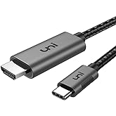 uni USB C to HDMI Cable for Home Office 6ft (4K@60Hz), USB Type C to HDMI Cable, Thunderbolt 4/3 Compatible with iPhone 15 Pro/Max, MacBook Pro/Air 2023, iPad Pro, Surface Book 2, Galaxy S24