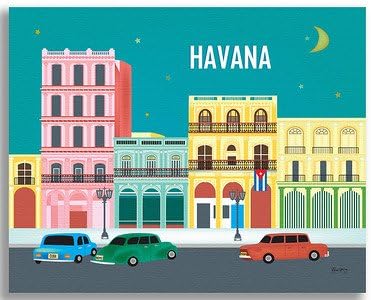Havana, Cuba - Retro Travel Wall Art - Choose from Wrapped Canvas or Giclee Poster Prints