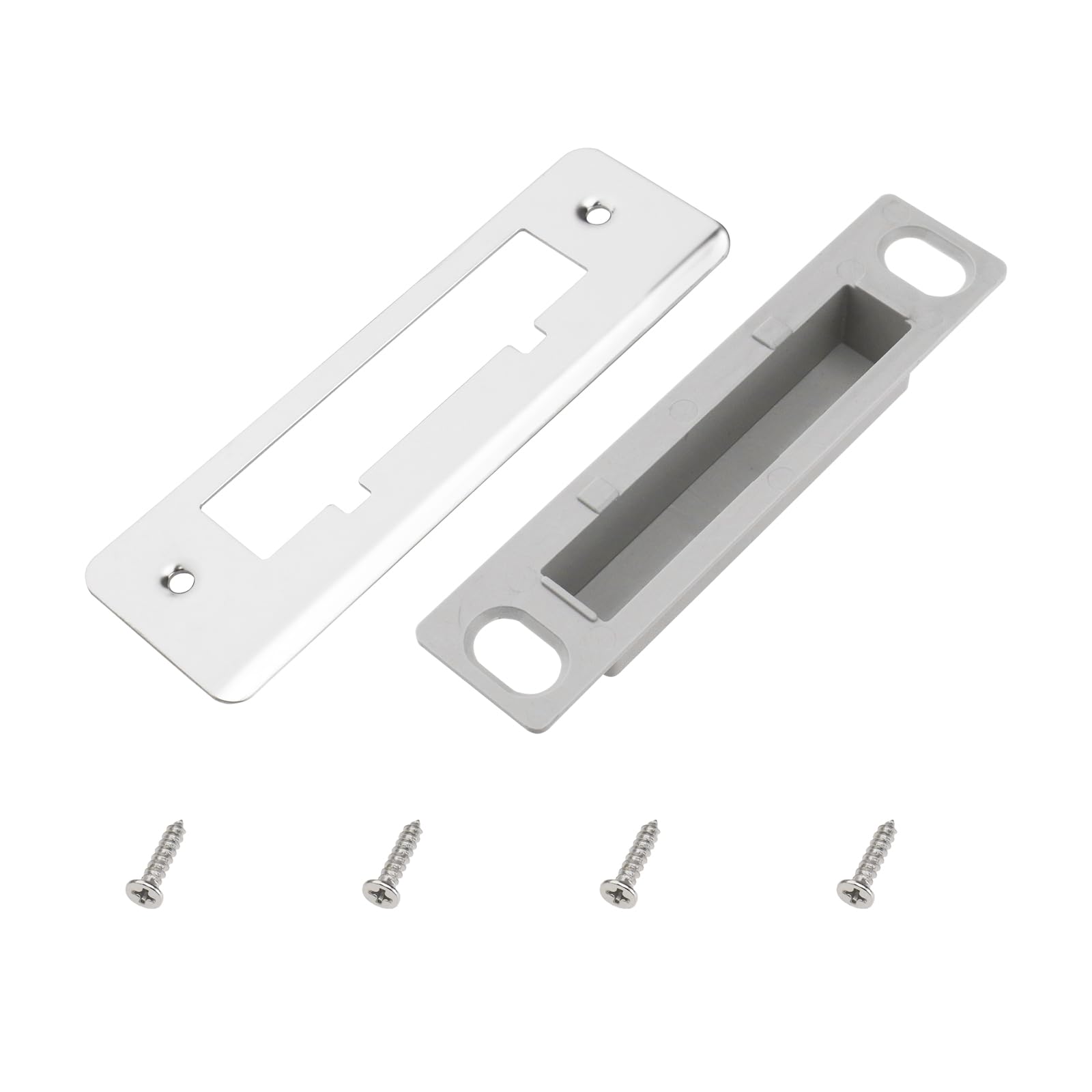 VGOL 1 Set of Door Lock Plate 108mm Hole Center Distance with Screws Stainless Steel Door Strike Plate for Home Light Grey Door Accessories,132x41.7mm