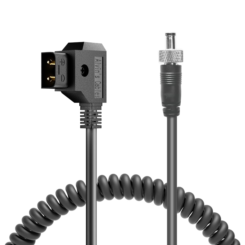 Alvin's Cables D-Tap to Locking DC Coiled Power Cable for Atomos Monitor Video Devices PIX E7 PIX E5 7 Touchscreen Display Hollyland Mars 400s