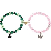 Cooluckday Matching Bracelets for Couples Best Friend Movie Inspiration Matching Crown Witch Hat Heart Charm Bracelets for Women Friendship Bracelets Gifts for Sister Long Distance Gift