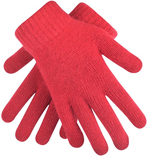 Magic Warm Knit Gloves Ladies Red Gloves Cashmere Womans Winter Gloves,Red,One Size
