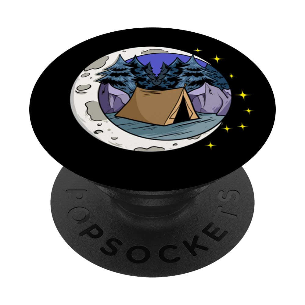 Camper Campsite Moon Tent Outdoor Night Camping PopSockets Swappable PopGrip