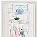 MILIJIA Coat Rack, Over the Door Hanger with Mesh Basket, Detachable Storage Shelf for Towels, Hats, Handbags, Coats (White-2 Baskets)