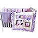 Brandream Crib Bedding Sets for Girls with Bumper Purple Owl and Elephant Nursery Bedding Set,8pcs