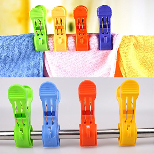 Daixers 12pcs 4.7" Durable Large Beach Towel Clips Plastic Clothespins Clothes Pegs Pins Clothes Hanger Clamp