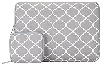 Mosiso Quatrefoil Style Canvas Fabric Laptop Sleeve Case Bag Cover for 13-13.3 Inch MacBook Pro, MacBook Air, Notebook with a Small Case, Gray