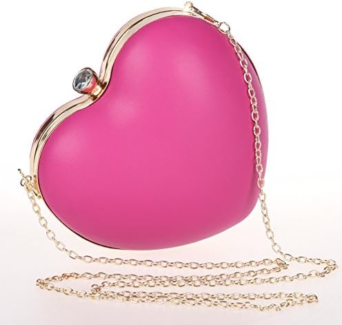 Heart Shape Box Clutch Purse Fashion Women's Evening Party Prom Bag (Hot Pink)