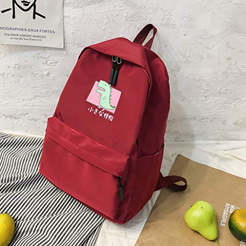 Excursion Sports Cute Dinosaur Pattern Backpack for Women, Girls Student Large Capacity Schoolbag Shoulder Bag, Ultra-Light Street Travel Camping Waterproof Satchel Daypacks