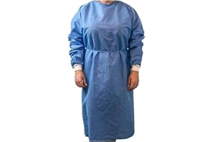COCOATLAS Disposable Waterproof PPE Isolation Gown with Knitted Cuffs,200, Blue, One Size fits All
