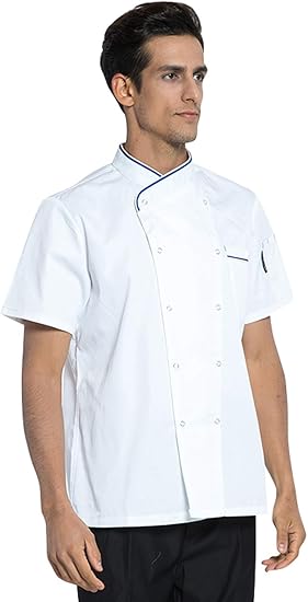 Amazon Co Jp コックコート コック服 半袖 メンズ シェフ 厨房 飲食店 ユニフォーム レストラン 制服 ホワイト M 服 ファッション小物
