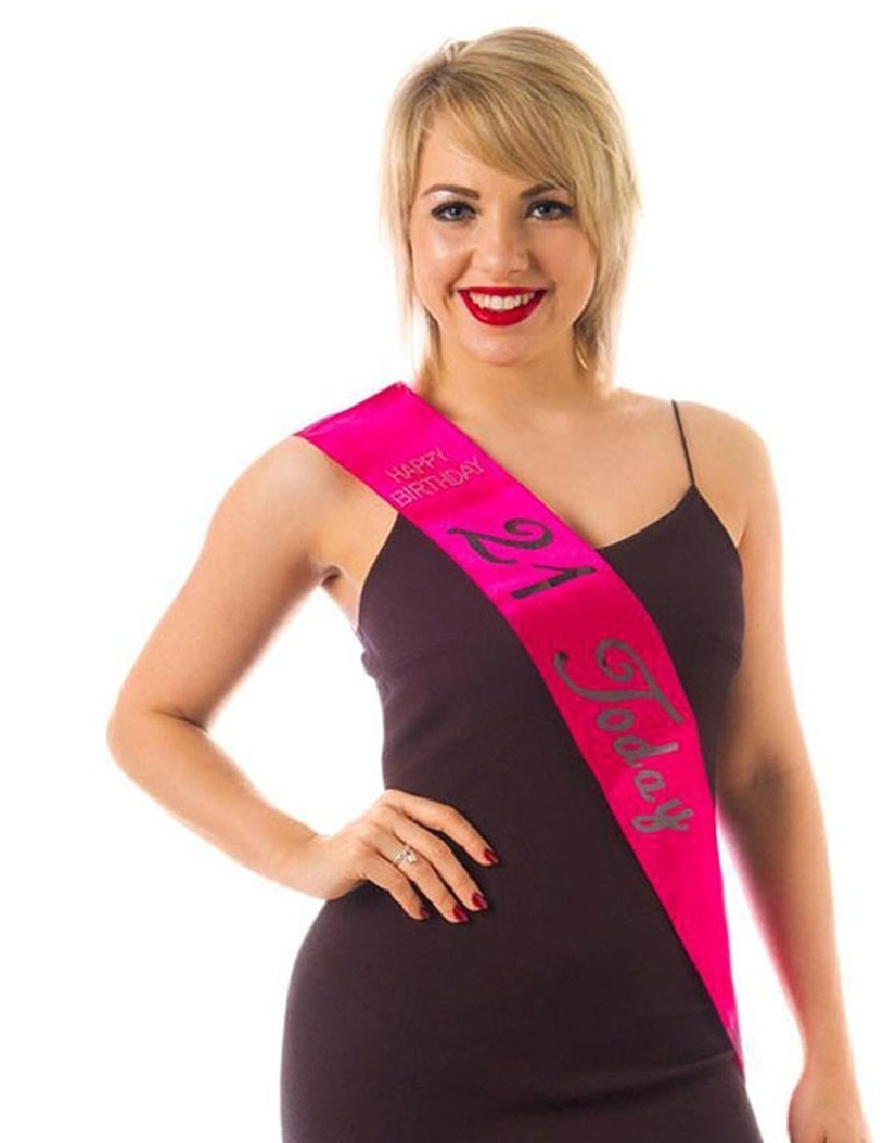 Alandra Birthdays S-21-HP-BIRTH 21 Sash, Hot Pink, One Size