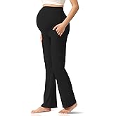 CUXFLS Women's Maternity Leggings Over The Belly Pregnancy with Pockets Yoga Pants Active Wear Tights Pants Workout