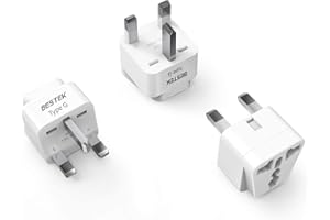 BESTEK UK Travel Plug Adapter Set, Grounded Universal Power Plug Adapter for USA to Type G Countries, UK, Ireland, Hong Kong and More-3 Packs