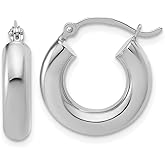 10k White Gold Polished 4mm x 17mm Tube Hoop Earrings