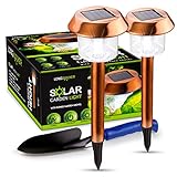 LongWalker Solar-Powered LED Garden and Pathway Lights: 2 Wireless, Weatherproof, Waterproof, Longlasting Stainless Steel Pathway Lights plus Garden Hand Shovel