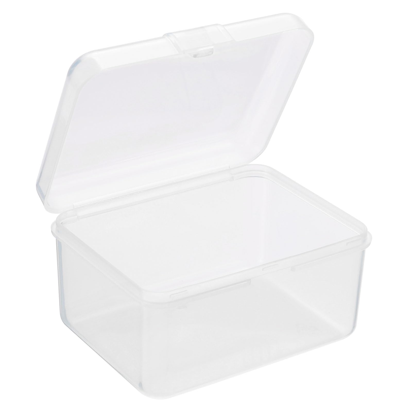 PATIKIL Clear Storage Container with Hinged Lid 85x65x45mm, 6 Pack Plastic Rectangular Box for Beads Art Craft
