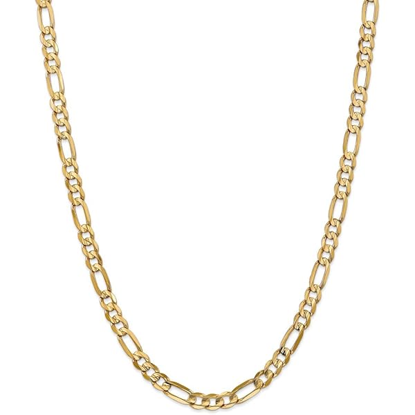 Amazon.com: Solid 14k Yellow Gold 10mm Flat Figaro Chain