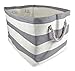 DII Durable Woven Striped Storage Bin Collapsible with Soft Rope Handles Reinforced with Metal Grommets, Large, 17x12x12