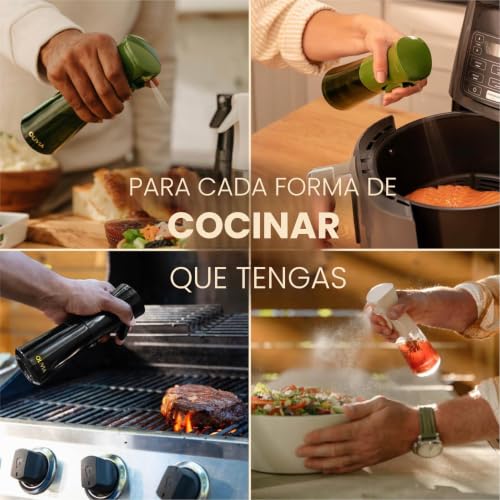 FLAIROSOL OLIVIA Oil Sprayer for Cooking, 200ml Glass Olive Oil Sprayer, Continuous Oil Sprayer Bottle with Portion Control, Barbecue (Golden Leaves)