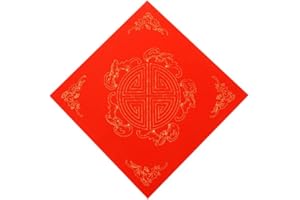 KYMY Chinese Red Xuan Doufang Paper, 20pcs Spring Festival Blank Square Fu Character Calligraphy Red Rice Paper 34 x 34 cm, WuFu Door Couplets for Asian Vietnamese Japanese Lunar New Year Decor 斗方