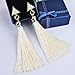 Misaky Women's Bohemian Ethnic Hanging Rope Tassel Earring (White)
