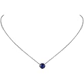 PROSILVER 925 Sterling Silver Dainty Necklace for Women, Gorgeous Cubic Zirconia Birthstone Necklace Jan - Dec Available, 16"-18" Adjustable, Come with Box