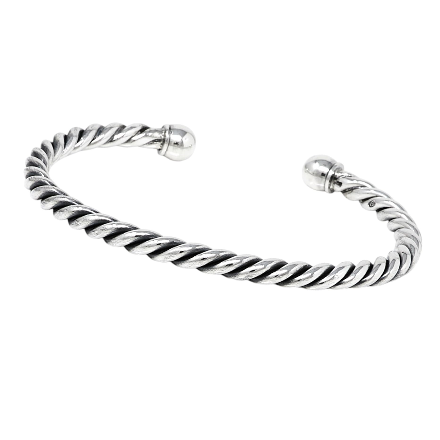 Treasure Bay Sterling Silver Bangle Bracelet For Men | Men's Torque Bangle