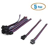 Electop 5 Pair 4 Pin 13cm Male to Female JST SM Plug Connector Wire LED Light