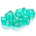 7 Die Polyhedral Dice Set - Cloud Drop (Translucent Teal) with Velvet Pouch by Wiz Dice