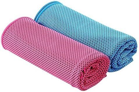 Cooling Towel for Sports, Workout, Fitness, Gym, Yoga, Pilates, Travel, Camping &amp; More,2 Pack (Blue and Pink)