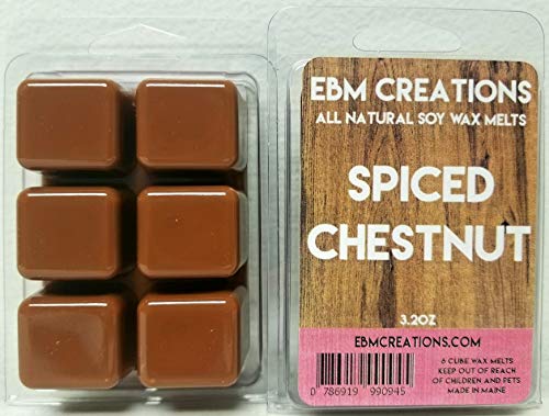 Spiced Chestnut - Scented All Natural Soy Wax Melts - 6 Cube Clamshell 3.2oz Highly Scented!