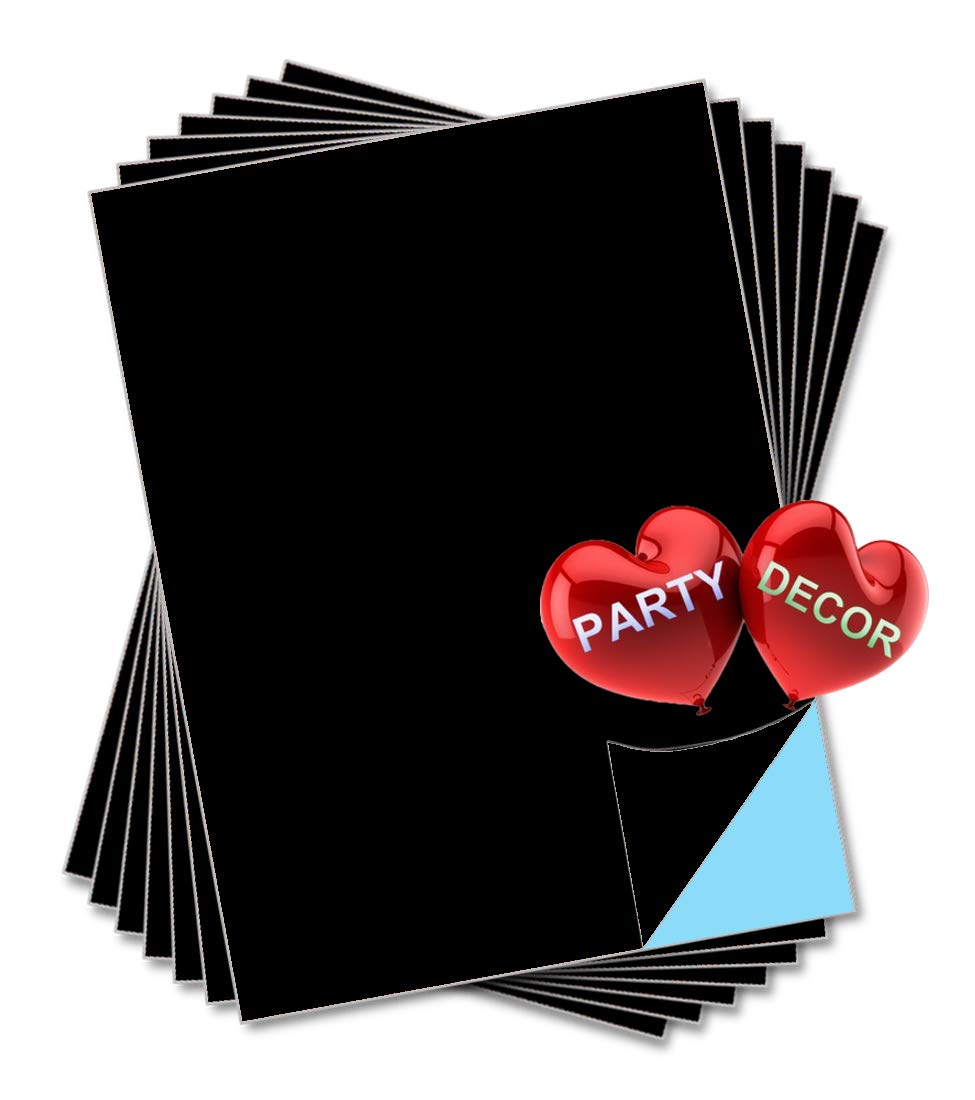 party_decor Black Self Adhesive Gloss Vinyl Sheet - A4 - Pack of 20 - Perfect for Hobby & Craft