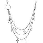 Layered Pants Chain keychain for Women Men Cross Sword Star Rivet Punk Wallet Chains Hip hop Jeans Keychain Halloween Jewelry