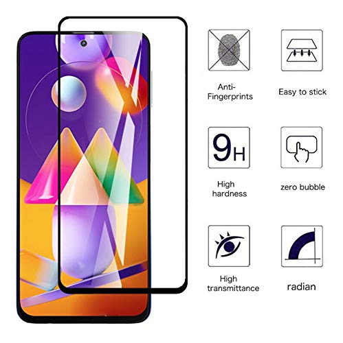 JumpStart Samsung Galaxy M31s Mobile Tempered Glass Screen Guard, Full HD Display Fit (Black Rim) OG Glass; Easy Install