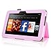 ACdream Kindle Fire HD 7 (2012 Version) Case, Amazon Kindle Fire HD7 (2012 Previous Model) Case - PU Leather Cover Case for Kindle Fire HD 7(2012 Version) with Auto Sleep Wake Function, Pink