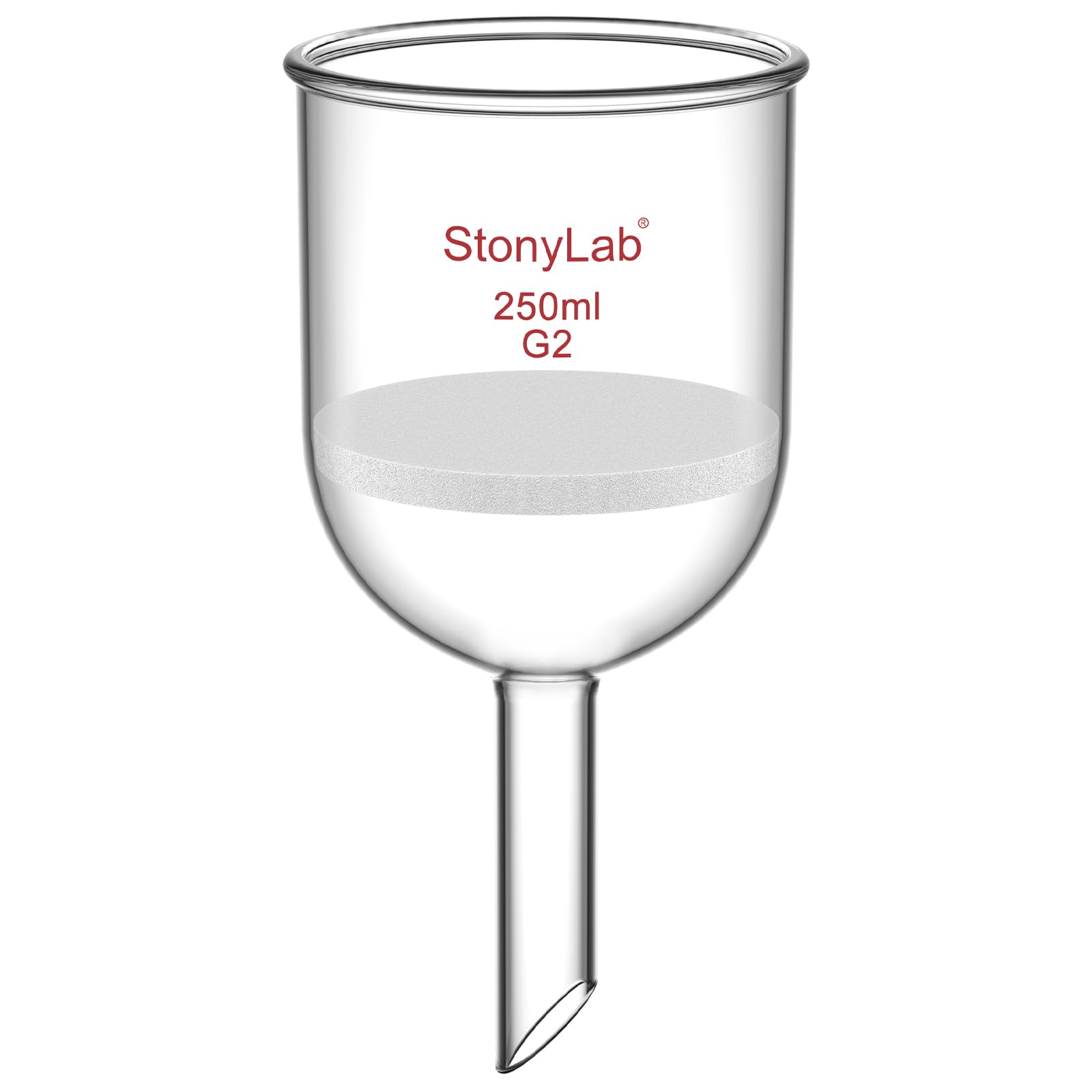 StonyLab Borosilicate Glass Buchner Filtering Funnel with Medium Frit(G2), 76mm Inner Diameter, 80mm Depth (250 mL)