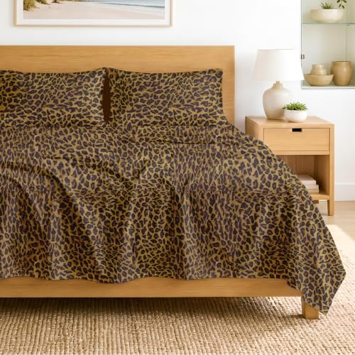SGI Egyptian Cotton Queen Sheets Set Leopard Print