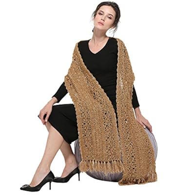 ZORJAR Scarfs for Women Winter Scarf Wool Mohair Glitter Design Knitted Crochet Warmer Wrap ZORJAR Scarfs for Women Winter Scarf Wool Mohair Glitter Design Knitted Crochet Warmer Wrap