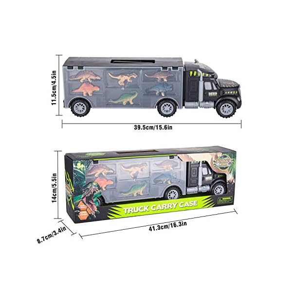 ASTOTSELL Dinosaurs Transport Car Carrier Truck Toy with 6 Pieces Mini Dinosaur Kids Educational Toys - for Kids ages 3…