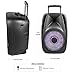 STARQUEEN 12Inch Portable Bluetooth PA Audio Speaker System with Wireless Handheld Microphone, Mic/Guitar Jack, USB/SD/FM Radio Function, Telescoping Handle & Wheels, Black