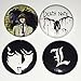 INNOVA Death Note Button Pack (Set of 4) 1 inch Button - Pin Back Great for Backpacks [Anime, Deathnote, Code Geass, Durarara]